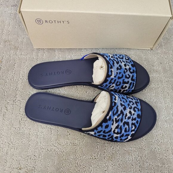Rothy's The Slide Azure Camo Spot Slip On Sandals Women's Size US 8, 8.5 - Picture 2 of 10